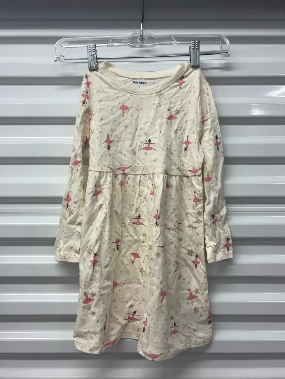 Old Navy Girls 4T Fit & Flare Long Sleeve Ivory Ballet Ballerina Dress